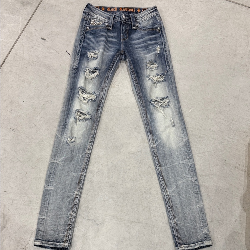 Rock Revival Faded Gray Skinny Jeans for Women